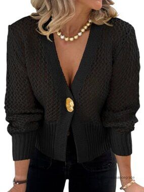 Crochet Cardigan Sweater Lightweight Mesh Knit Cover Up